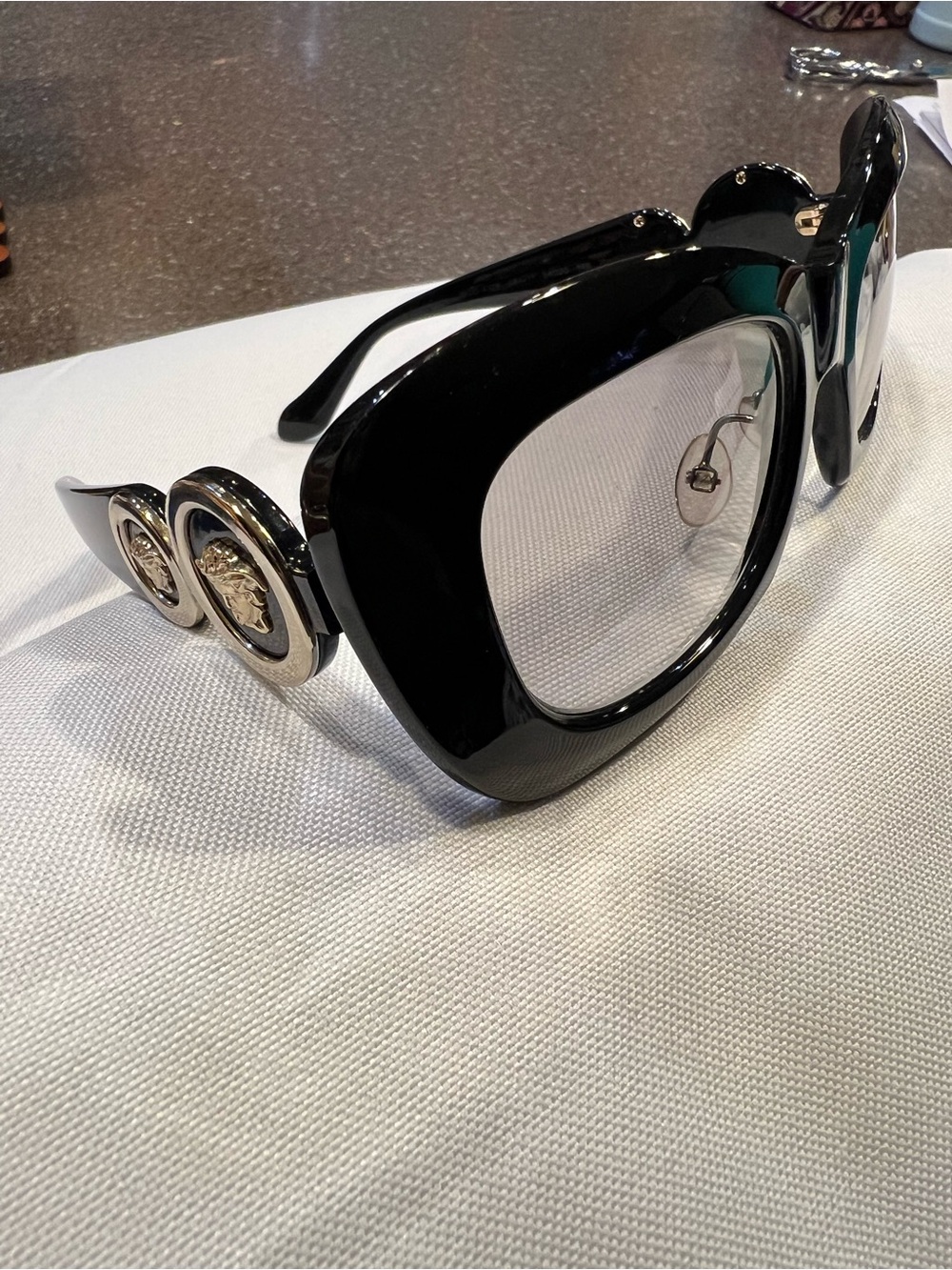 Versace Medusa Oversized Square Black with Gold Medallion Logo